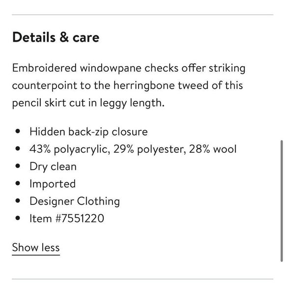 AKRIS PUNTO | NEW Windowpane Check Herringbone Pencil Skirt Women’s Size 10 - Picture 14 of 15